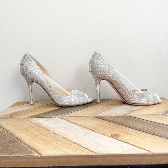 Jimmy Choo Taliah Pave Crystal Peep Toe Heels - Picture 4 of 11